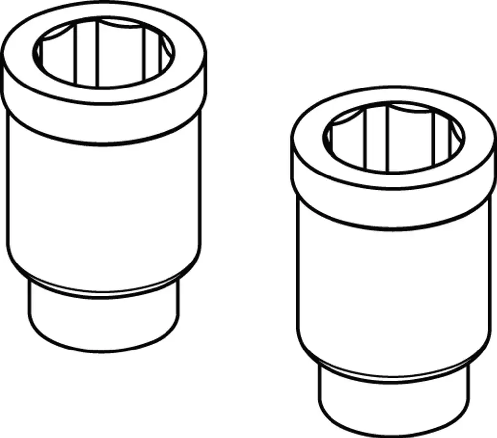Zwei identische Adapter in einfacher Form, hergestellt von Ideal Standard, dargestellt in einer schematischen Zeichnung ohne spezifische Maße oder weitere Details.